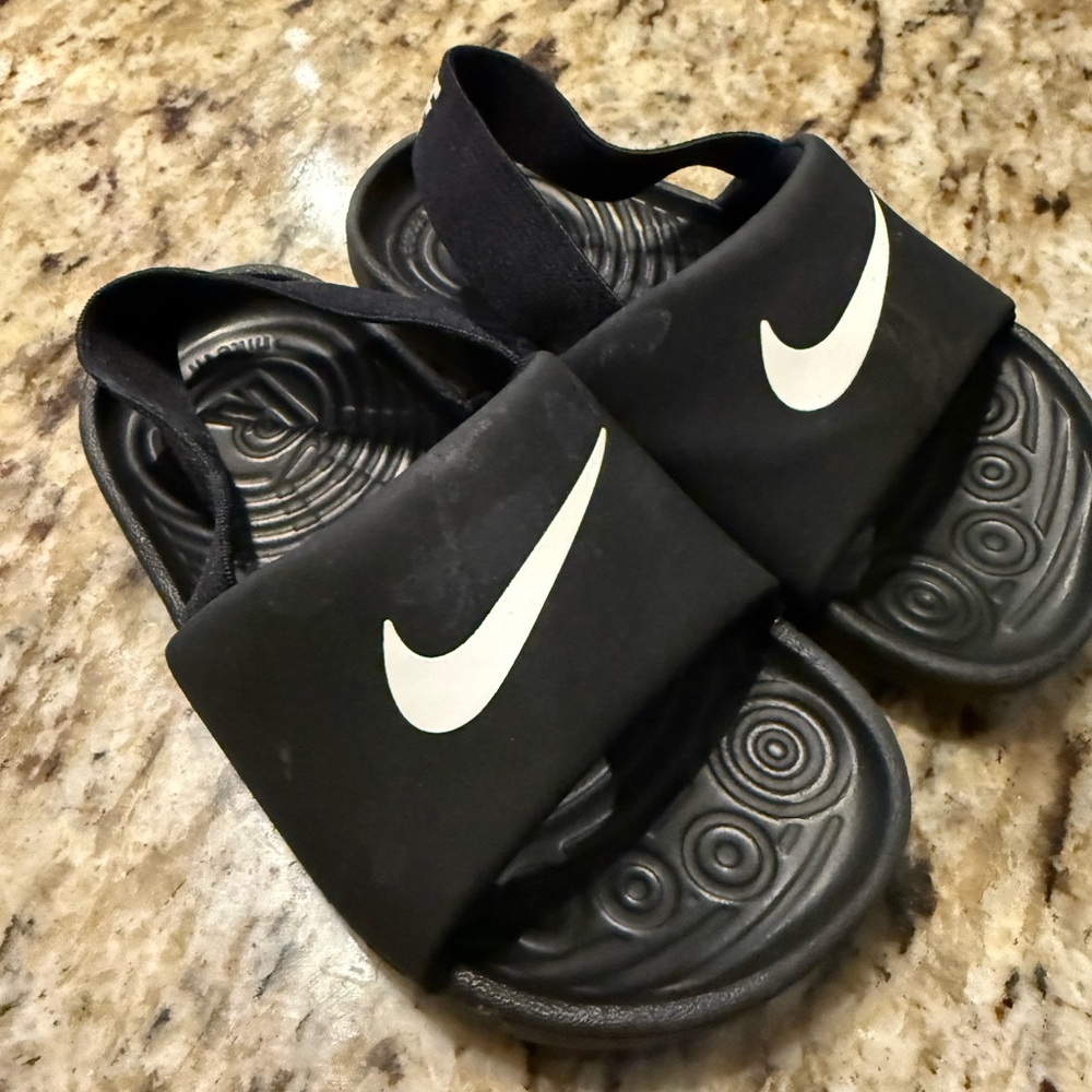 Nike Kids Black and White Slide Sandals